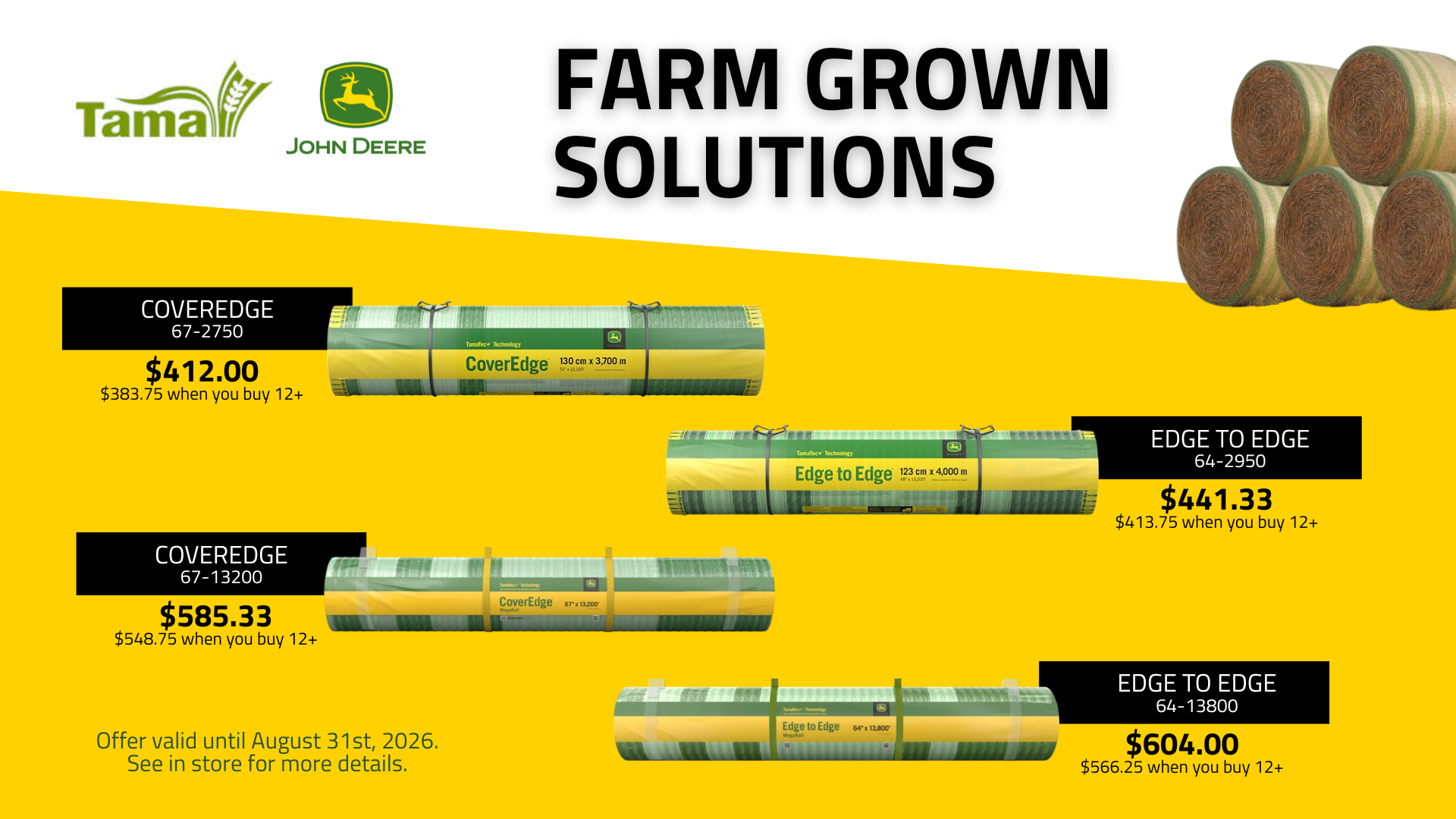 tama canada, net wrap, baling, john deere baler, hay bale, straw bale, baler twine