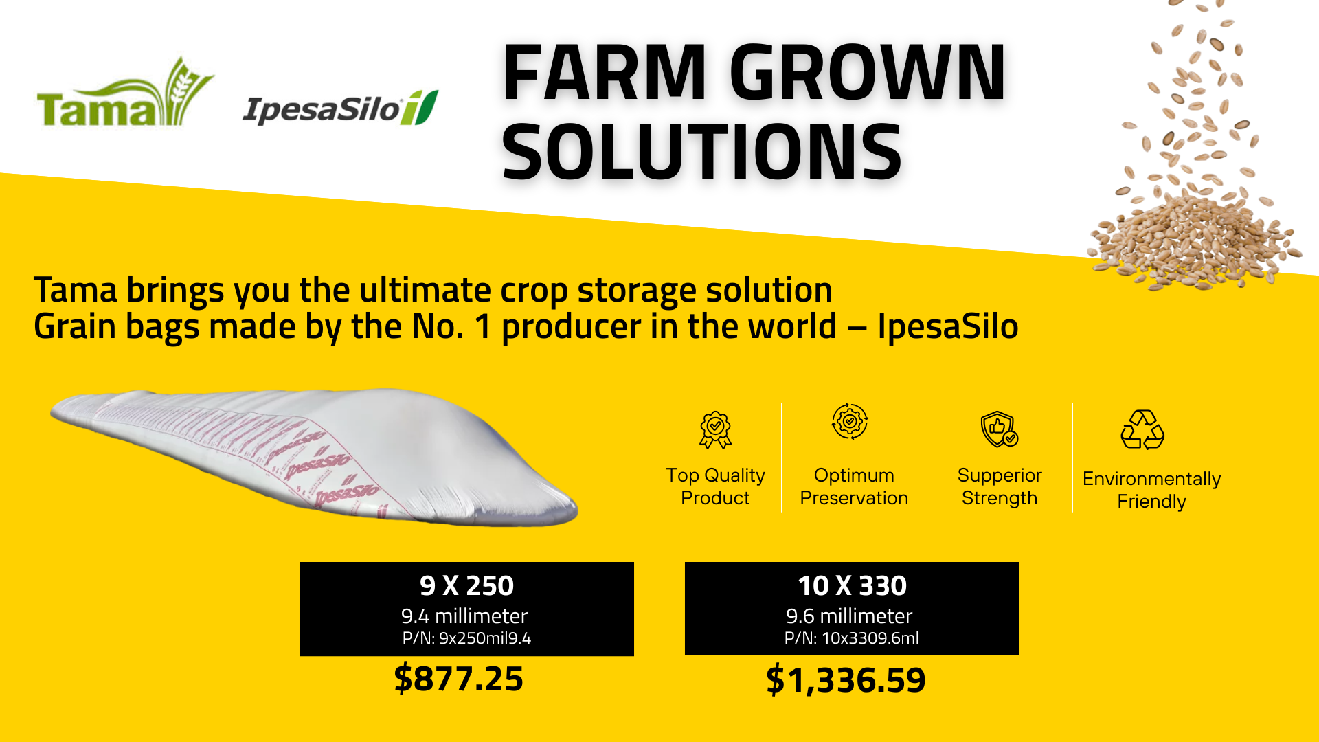 tame canada, ipesasilo, grain bag, grain storage, seed storage, grain farming